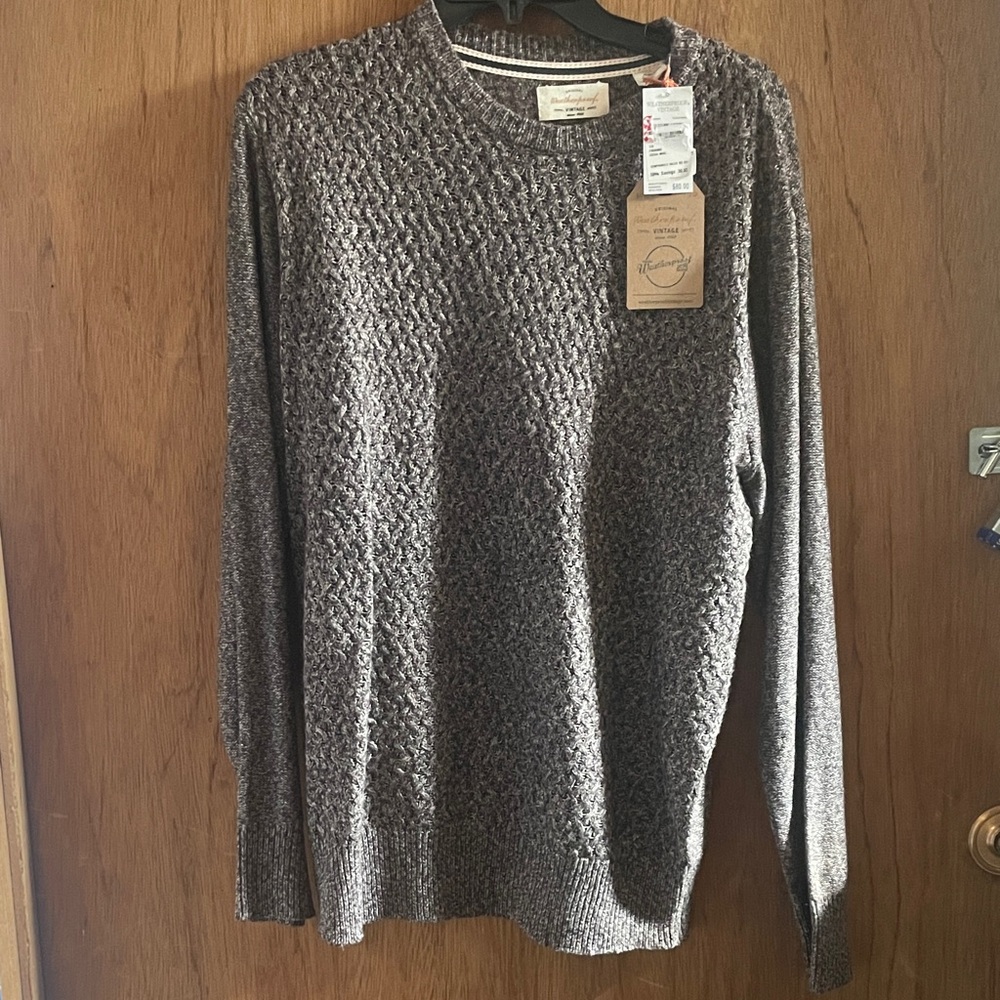 Weatherproof Men's Textured cocoa colored  Crewneck Sweater